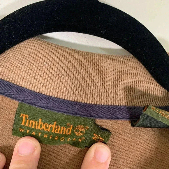 Timberland Sweater Men’s Medium Brown 1/4 Zip Pullover Sweater - Picture 2 of 8